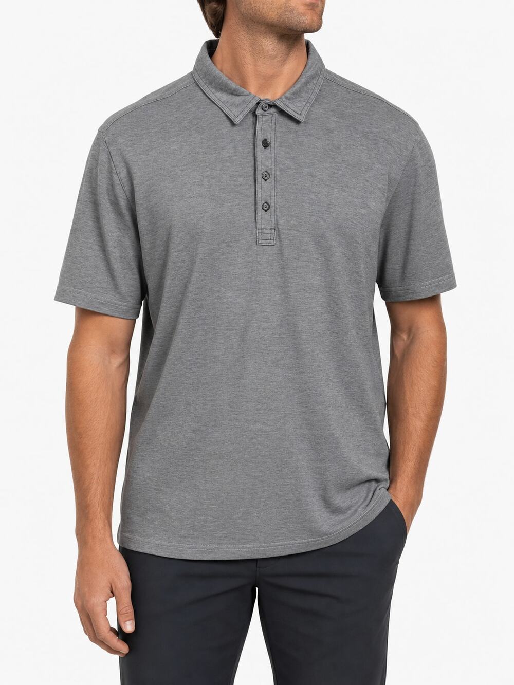 TravisMathew Mens Gray Heather Pima Cotton Short Sleeve Polo Shirt XL Athleisure